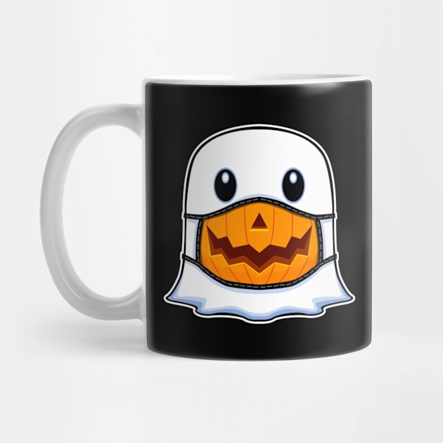 Ghost Halloween with Pumpkin Mask by Prescillian Art